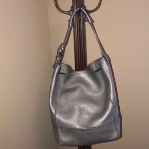 Cole Haan Silver Leather Bucket Bag-Authentic